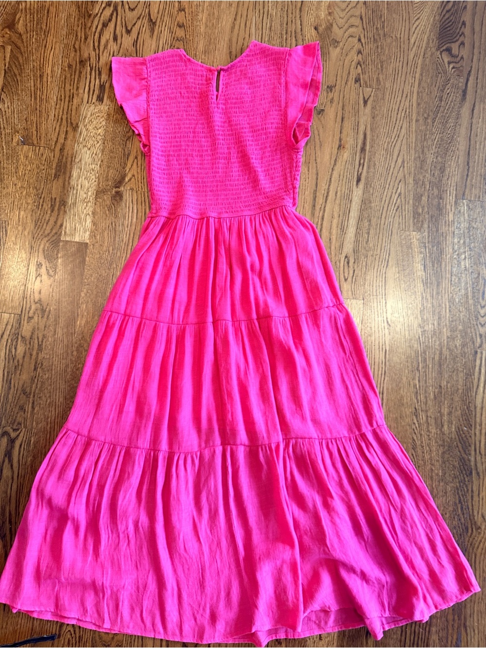 Blu Pepper Hot Pink Maxi Dress with Flutter Sleeves small - Picture 2 of 7